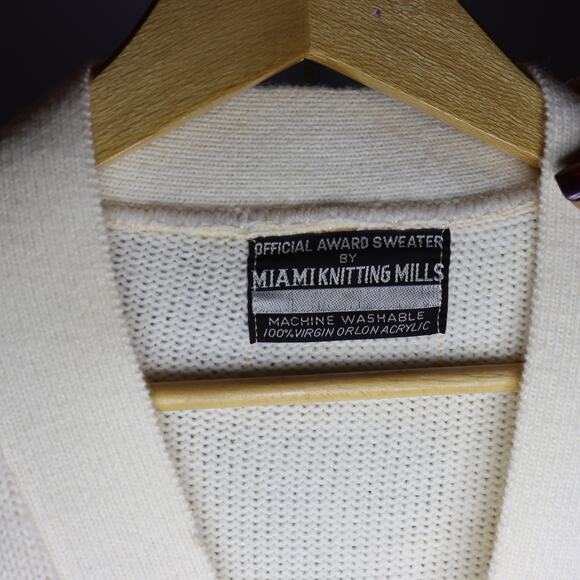 Vintage 1970 Miami Knitting Mills Varsity Cardigan Sweater Brigadoon Patch - Picture 4 of 4